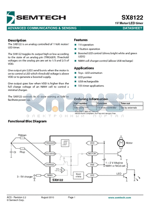 SX8122 datasheet - 1V Motor/LED timer