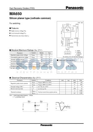 MA650 datasheet - Silicon planer type (cathode common)
