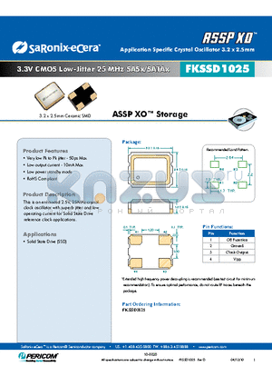 FKSSD1025 datasheet - 3.3V CMOS Low-Jitter 25 MHz SASx/SATAx