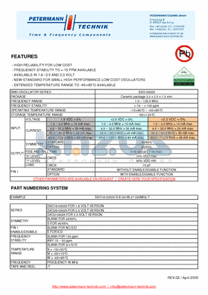 SXO25-03025 datasheet - HIGH RELIABILITY FOR LOW COST