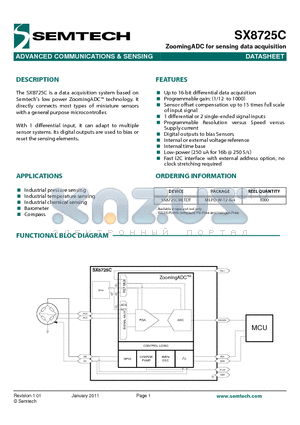 SX8725CWLTDT datasheet - ZoomingADC for sensing data acquisition