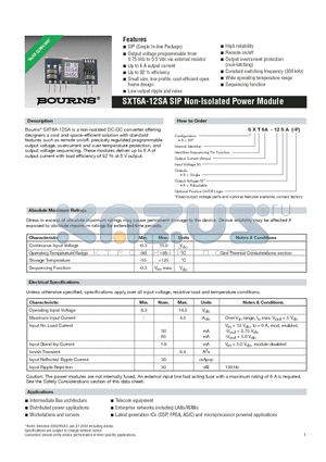 SXT6A-12SA datasheet - SIP Non-Isolated Power Module