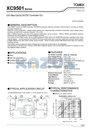 XC9501 datasheet - 2ch.Step-Up/Up DC/DC Controller ICs