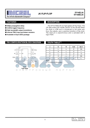 SY100EL35ZCTR datasheet - JK FLIP-FLOP