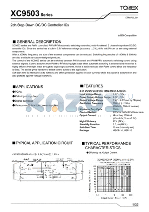 XC9503 datasheet - 2ch.Step-Down DC/DC Controller ICs