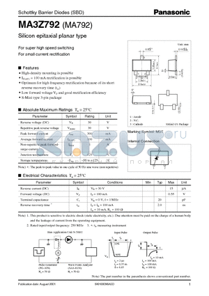 MA792 datasheet - Schottky Barrier Diodes (SBD)