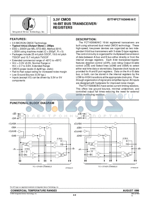 IDT74FCT163646C datasheet - 3.3V CMOS 16-BIT BUS TRANSCEIVER/ REGISTERS