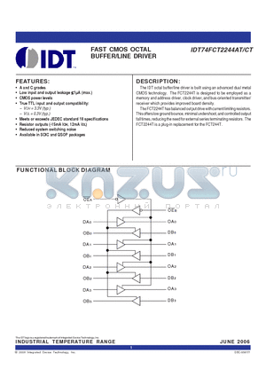 IDT74FCT2244CT datasheet - FAST CMOS OCTAL BUFFER/LINE DRIVER