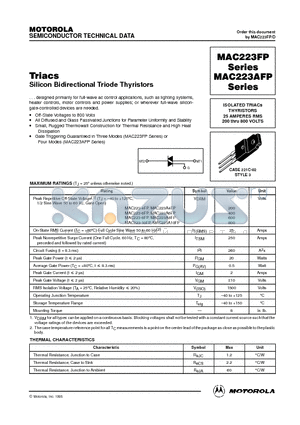 MAC223-4FP datasheet - Silicon Bidirectional Triode Thyristors