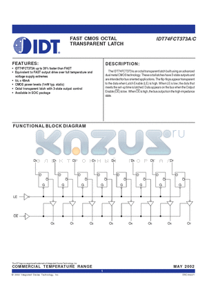 IDT74FCT373ASO datasheet - FAST CMOS OCTAL TRANSPARENT LATCH