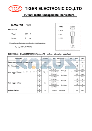 MAC97A8 datasheet - TO-92 Plastic-Encapsulate Transistors