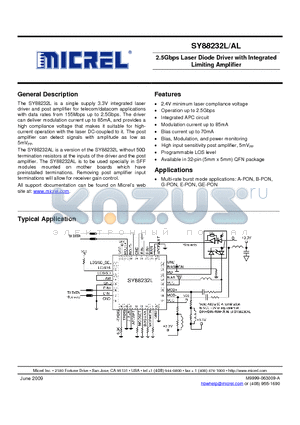 SY88232LMGTR datasheet - 2.5Gbps Laser Diode Driver with Integrated