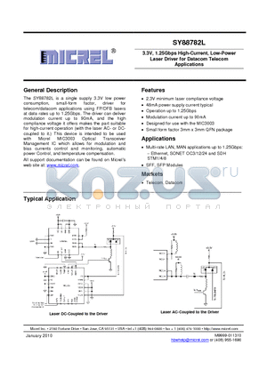 SY88782LMG datasheet - 3.3V, 1.25Gbps High-Current, Low-Power