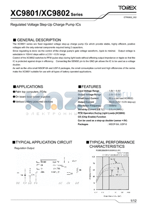 XC9801_1 datasheet - Regulated Voltage Step-Up Charge Pump ICs