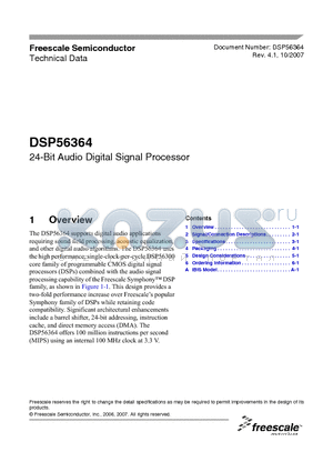 XCB56364FU100 datasheet - 24-Bit Audio Digital Signal Processor