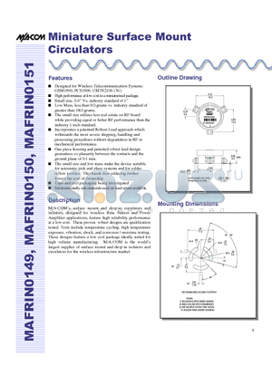 MAFRIN0149 datasheet - Miniature Surface Mount Circulators