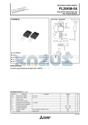 FL20KM-5A datasheet - HIGH-SPEED SWITCHING USE Nch POWER MOSFET