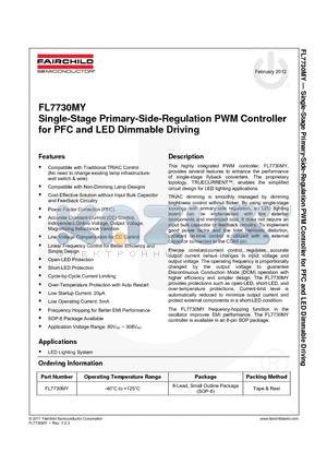 FL7730MY datasheet - Single-Stage Primary-Side-Regulation PWM Controller for PFC and LED Dimmable Driving