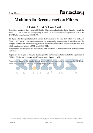 FL476 datasheet - Multimedia Reconstruction Filters