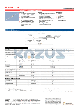 FLEX-14 datasheet - Sub-miniature normally open switch with 14.00mm x 2.28mm