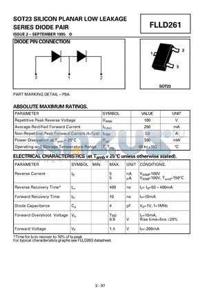 FLLD261 datasheet - SILICON PLANAR LOW LEAKAGE SERIES DIODE PAIR