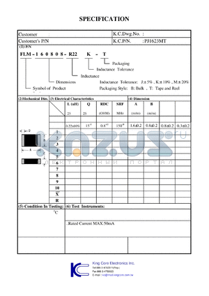 FLM-160808-R22M-B datasheet - HP 4291B RF impedance/material analyzer