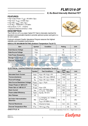 FLM1314-3F datasheet - X, Ku-Band Internally Matched FET