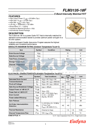 FLM3135-18F datasheet - C-Band Internally Matched FET