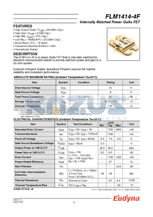 FLM1414-4F datasheet - Internally Matched Power GaAs FET