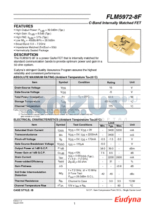 FLM5972-8F datasheet - C-Band Internally Matched FET