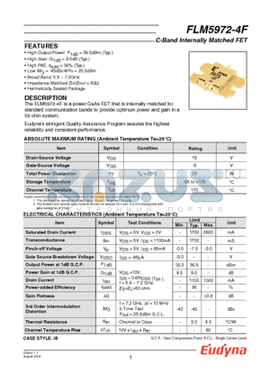 FLM5972-4F datasheet - C-Band Internally Matched FET