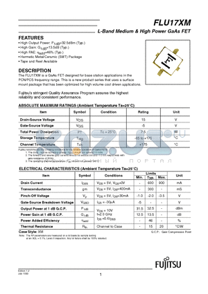 FLU17XM datasheet - L-Band Medium & High Power GaAs FET