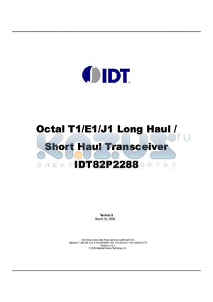 IDT82P2288_08 datasheet - Octal T1/E1/J1 Long Haul / Short Haul Transceiver