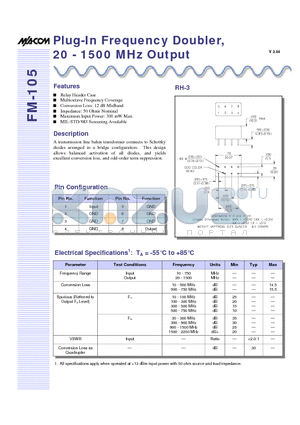 FM-105PIN datasheet - Plug-In Frequency Doubler, 20 - 1500 MHz Output