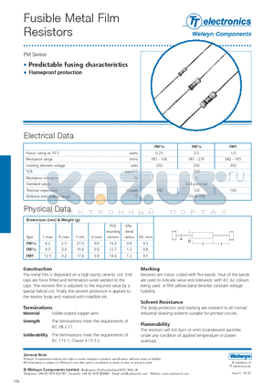 FM1/4 datasheet - Fusible Metal Film Resistors