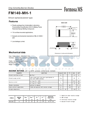 FM140-MH-1 datasheet - Chip Schottky Barrier Diodes - Silicon epitaxial planer type