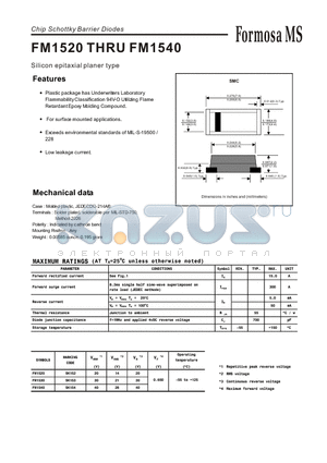 FM1530 datasheet - Chip Schottky Barrier Diodes - Silicon epitaxial planer type