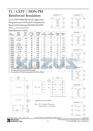 T-13633 datasheet - T1 / CEPT / ISDN-PRI Reinforced Insulation