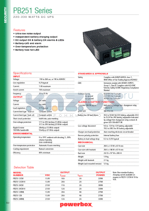 PB251-12B datasheet - 220-330 WATTS DC UPS