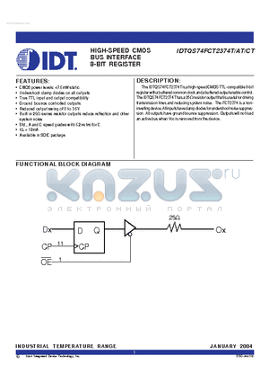 IDTQS74FCT2374ATSO datasheet - HIGH-SPEED CMOS BUS INTERFACE 8-BIT REGISTER