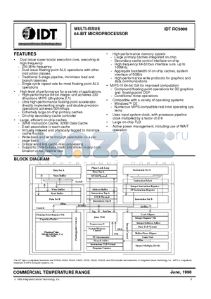 IDTRC5000-250G datasheet - MULTI-ISSUE 64-BIT MICROPROCESSOR