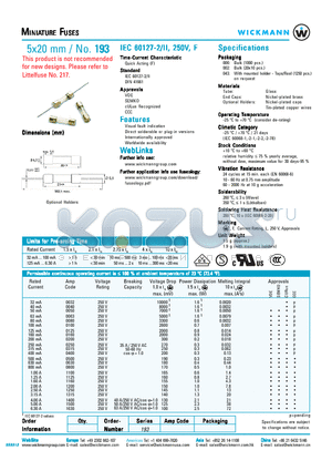 IEC60127-II datasheet - MINIATURE FUSES