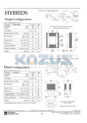 T-31201 datasheet - Single Configuration / Dual Configuration