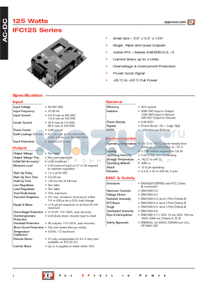 IFC125-42-3 datasheet - AC-DC Power Supplies