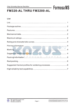 FM330-AL datasheet - Chip Schottky Barrier Diodes - Silicon epitaxial planer type