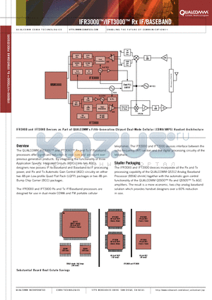 IFR3000 datasheet - The QUALCOMM IFR3000 and IFT3000 Rx and Tx IF/Baseband processors