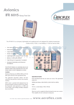 IFR6015 datasheet - Ramp Test Set