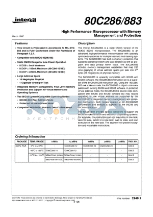 IG80C286-10 datasheet - High Performance Microprocessor with Memory Management and Protection