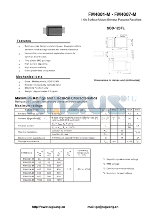 FM4007-M datasheet - 1.0A Surface Mount General Purpose Rectifiers