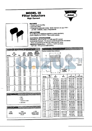 IH-3 datasheet - MODEL IH FILTER INDUCTORS HIGH CURRENT